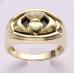 10K Solid Yellow Gold Onxy Men's Claddagh Ring Traditional Irish Ring 